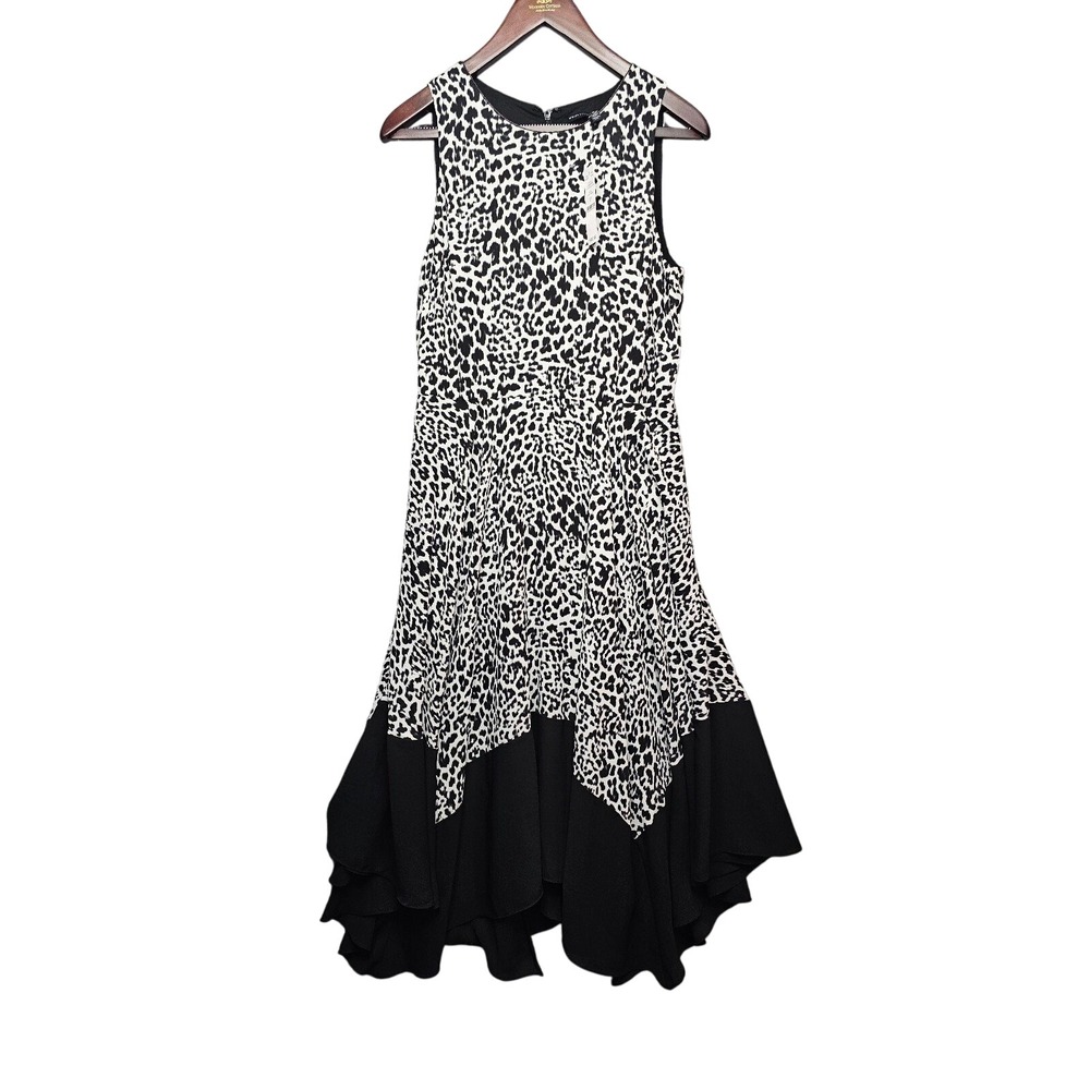 White House‎ Black Market Leopard Print Scarf Hem Soft Dress Size 8
